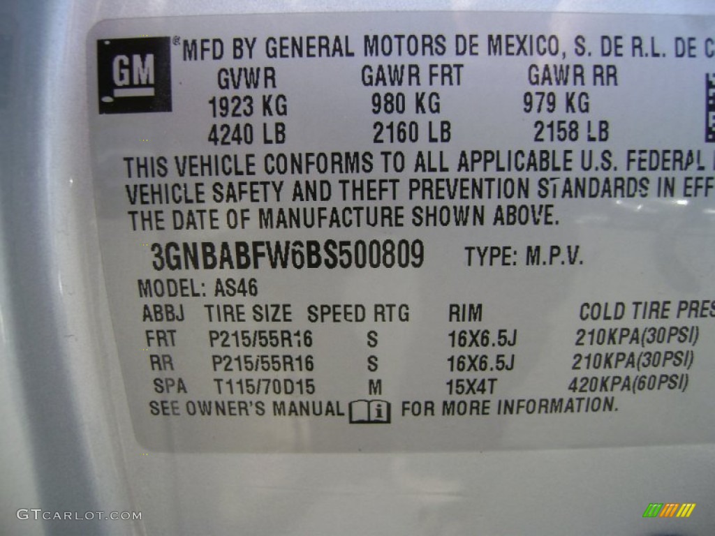 2011 HHR LT - Silver Ice Metallic / Ebony photo #15