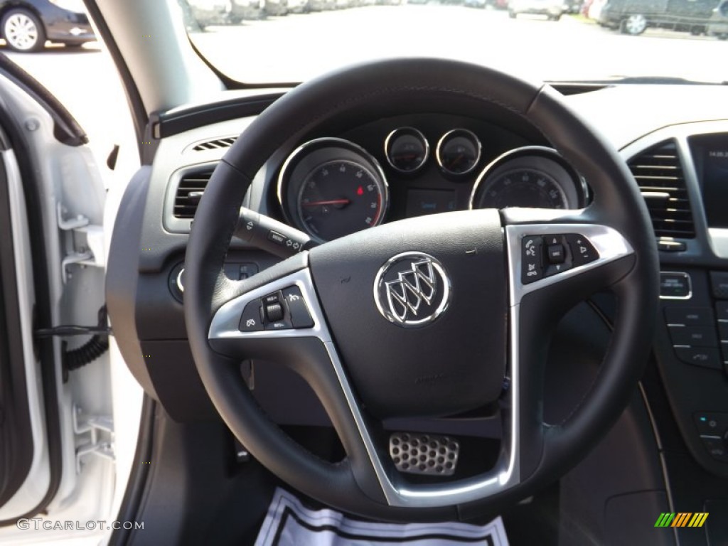 2012 Buick Regal Turbo Ebony Steering Wheel Photo #65162592