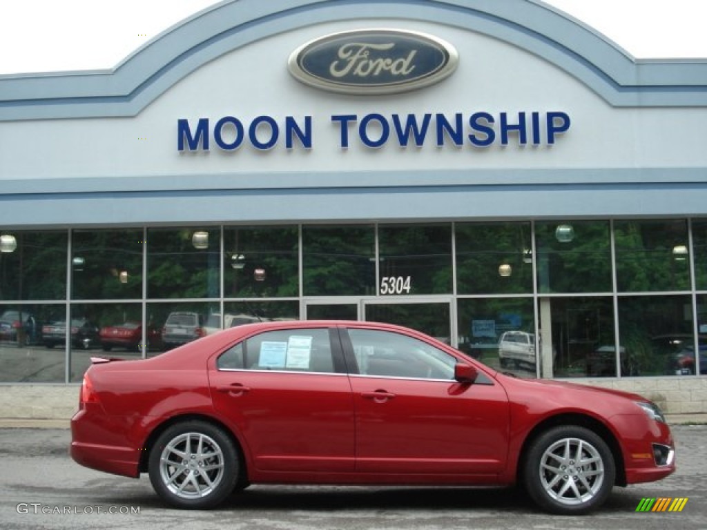 2012 Fusion SEL V6 - Red Candy Metallic / Camel photo #1