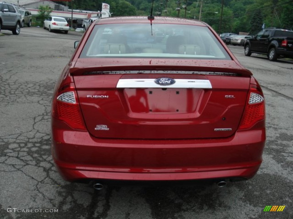 2012 Fusion SEL V6 - Red Candy Metallic / Camel photo #7