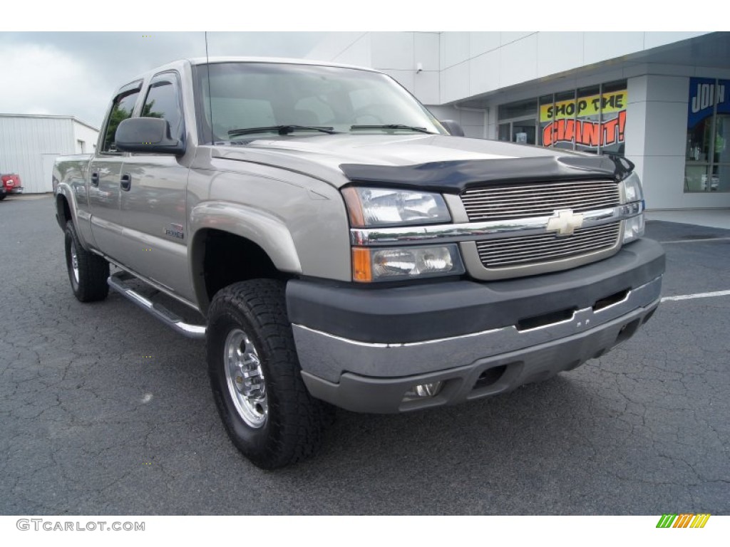 2003 Silverado 2500HD LT Crew Cab 4x4 - Light Pewter Metallic / Tan photo #2