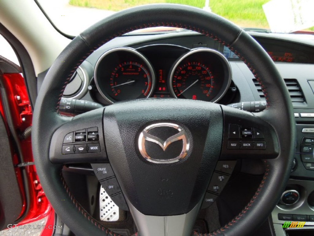 2010 Mazda MAZDA3 MAZDASPEED3 Sport 5 Door Black/Red Steering Wheel Photo #65183367