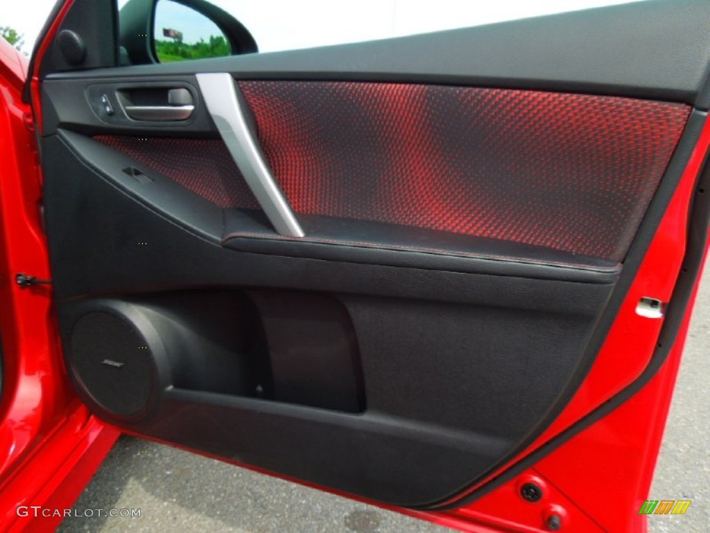 2010 Mazda MAZDA3 MAZDASPEED3 Sport 5 Door Black/Red Door Panel Photo #65183394