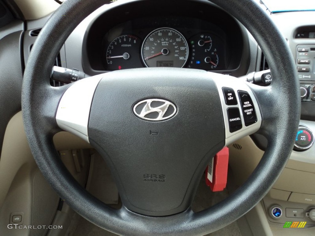 2007 Hyundai Elantra GLS Sedan Beige Steering Wheel Photo #65188110