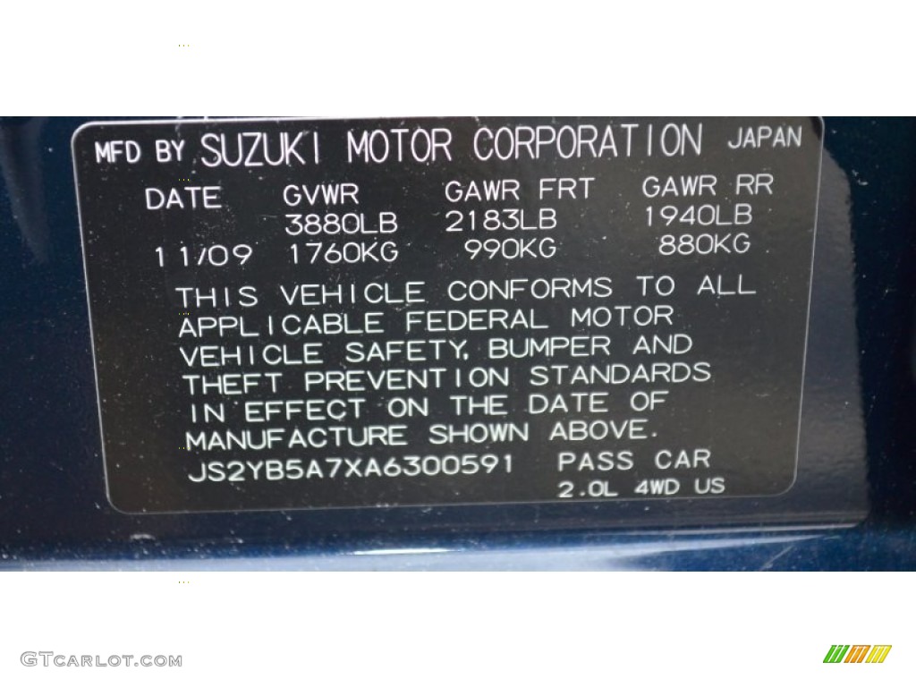 2010 SX4 Crossover Touring AWD - Deep Sea Blue Metallic / Black photo #28