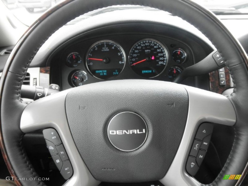 2012 GMC Sierra 2500HD Denali Crew Cab 4x4 Ebony Steering Wheel Photo #65194995