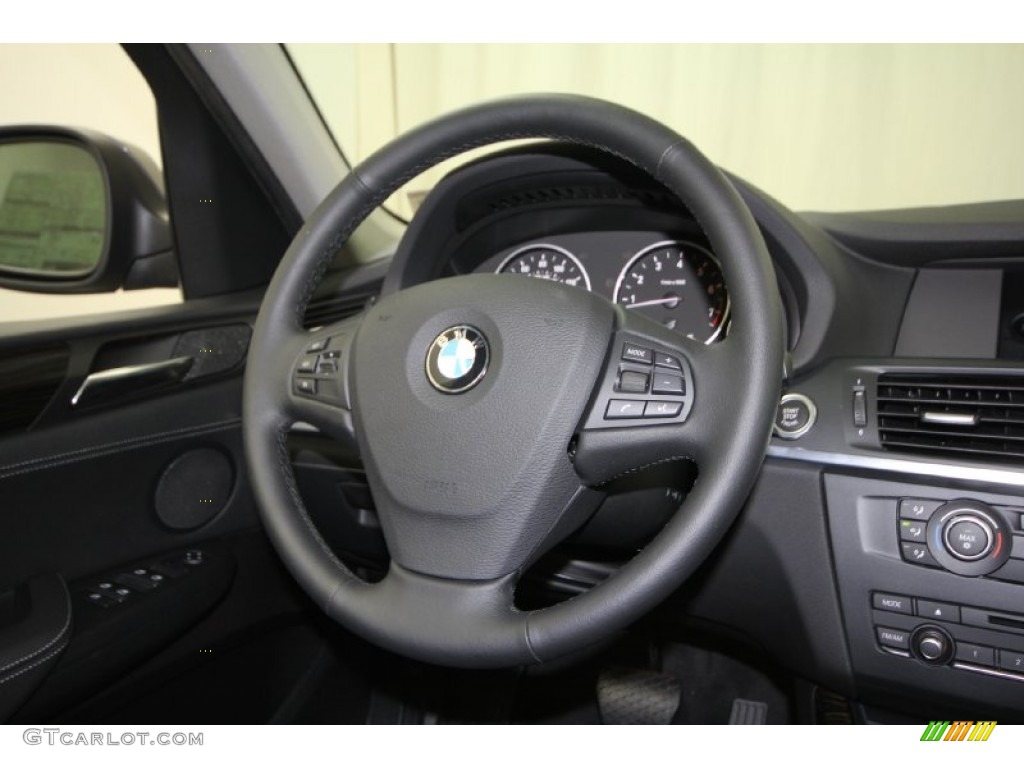 2013 BMW X3 xDrive 28i Black Steering Wheel Photo #65196429