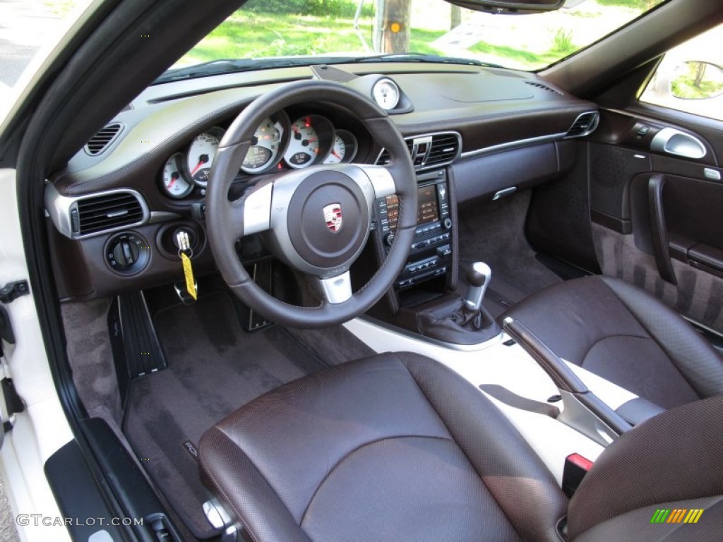 Cocoa Brown Interior 2009 Porsche 911 Turbo Cabriolet Photo #65202624