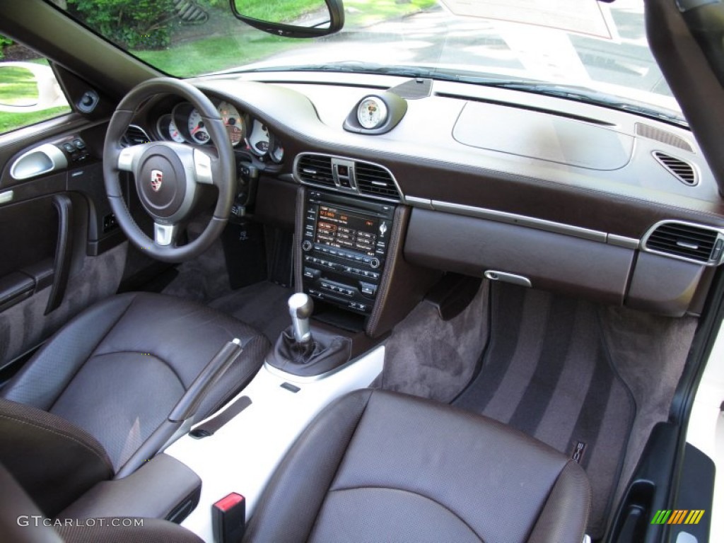 2009 Porsche 911 Turbo Cabriolet Cocoa Brown Dashboard Photo #65202672