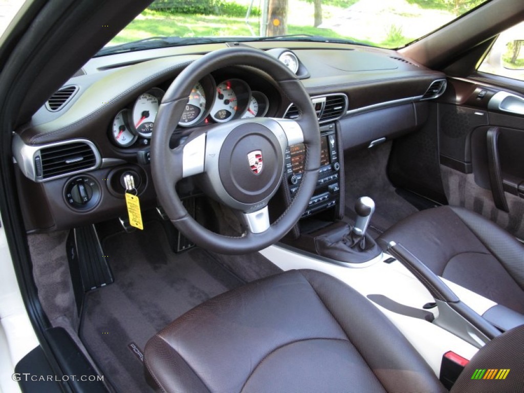 Cocoa Brown Interior 2009 Porsche 911 Turbo Cabriolet Photo #65202680