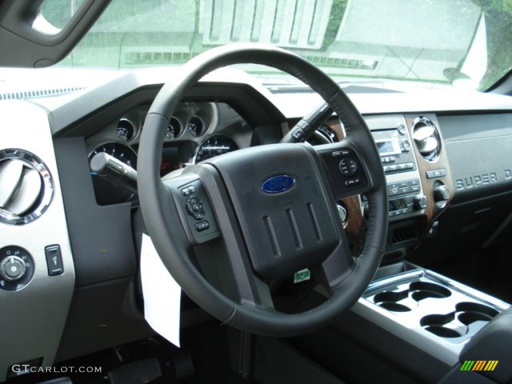 2012 Ford F450 Super Duty Lariat Crew Cab 4x4 Dually Black Steering Wheel Photo #65204671