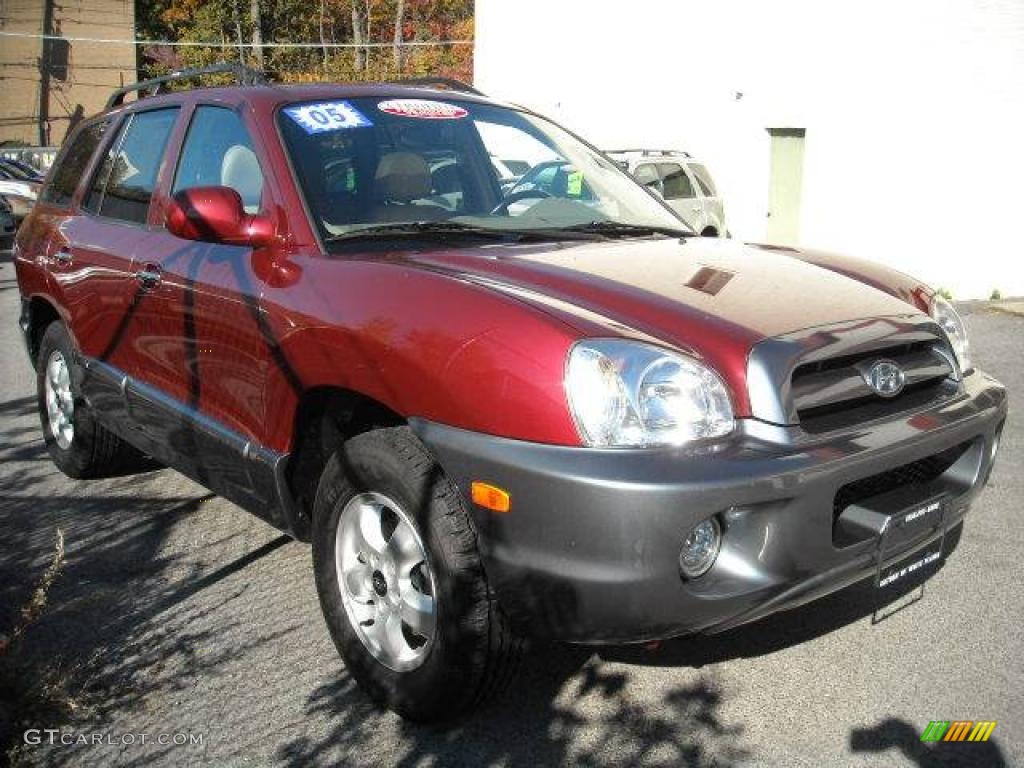 2005 Santa Fe LX 3.5 4WD - Merlot Dark Red / Beige photo #7