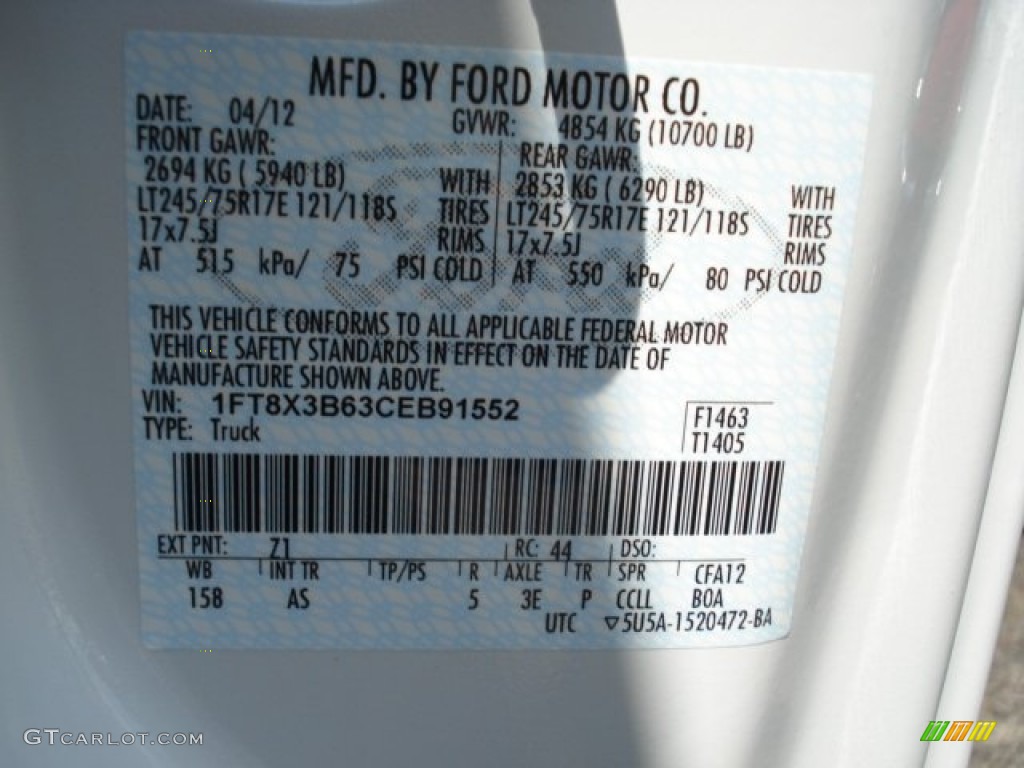 2012 F350 Super Duty XL SuperCab 4x4 - Oxford White / Steel photo #20