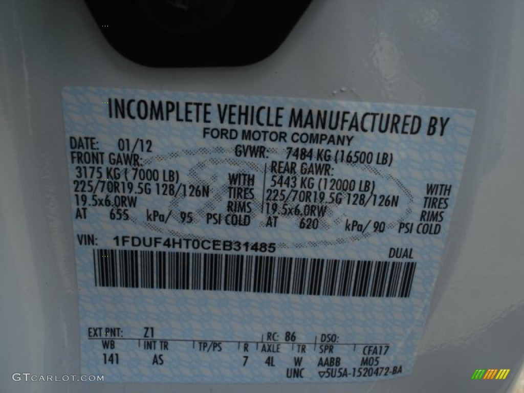 2012 Ford F450 Super Duty XL Regular Cab 4x4 Dump Truck Color Code Photos