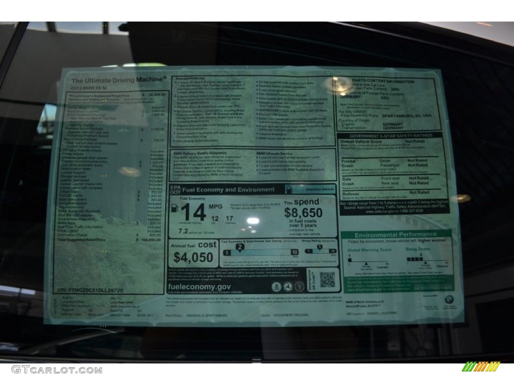 2013 BMW X6 M M xDrive Window Sticker Photos