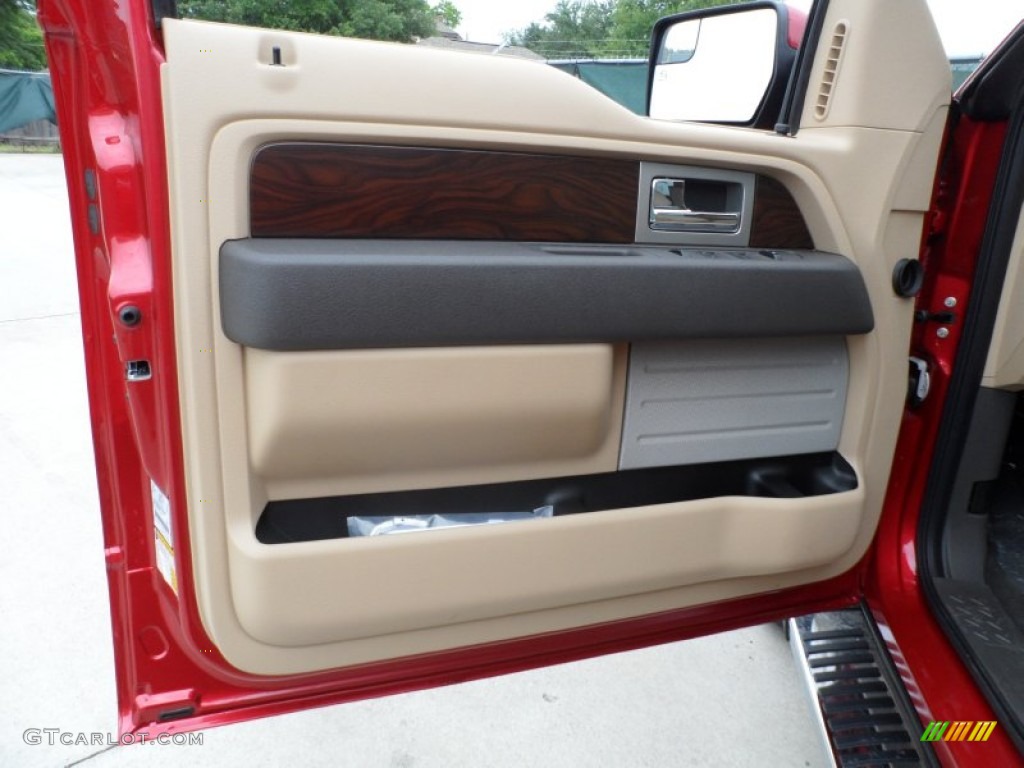 2012 Ford F150 Lariat SuperCrew Pale Adobe Door Panel Photo #65220505