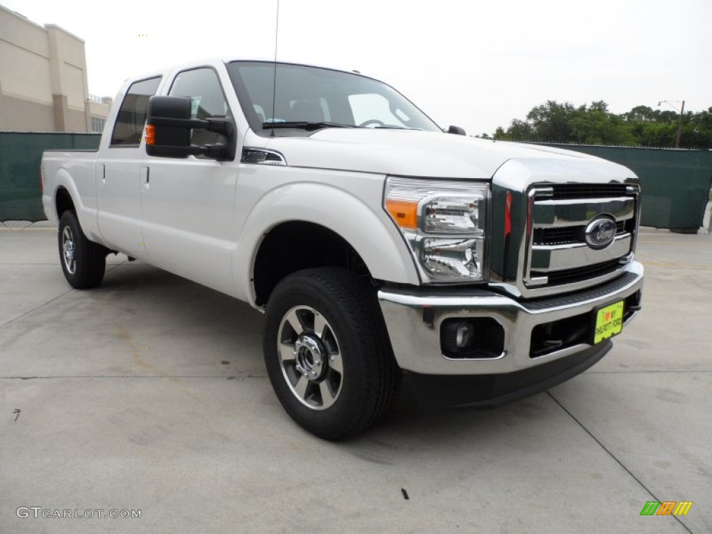 2012 F250 Super Duty Lariat Crew Cab 4x4 - White Platinum Metallic Tri-Coat / Black photo #1