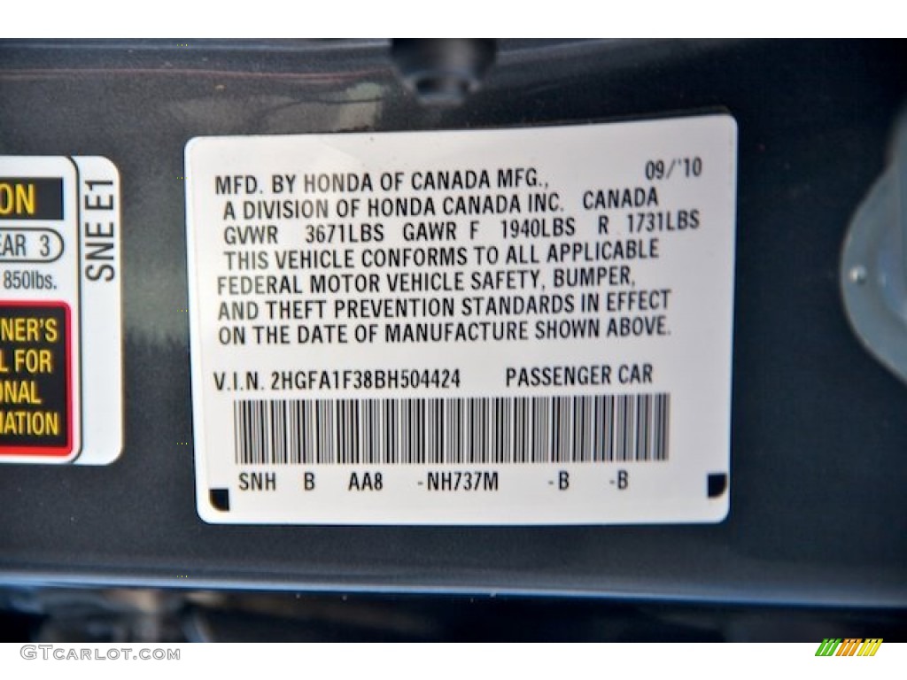 2011 Honda Civic DX-VP Sedan NH737M Photo #65226685