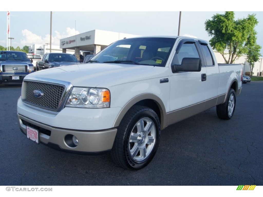 2007 F150 Lariat SuperCab - Oxford White / Tan photo #6
