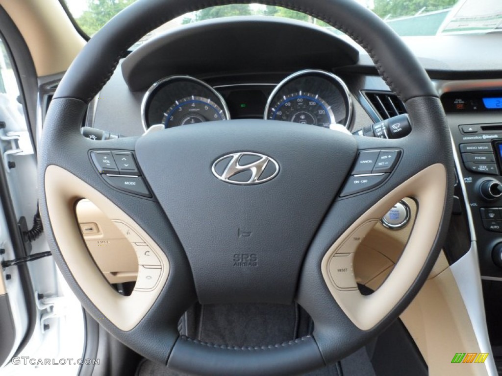 2013 Hyundai Sonata Limited 2.0T Camel Steering Wheel Photo #65245730