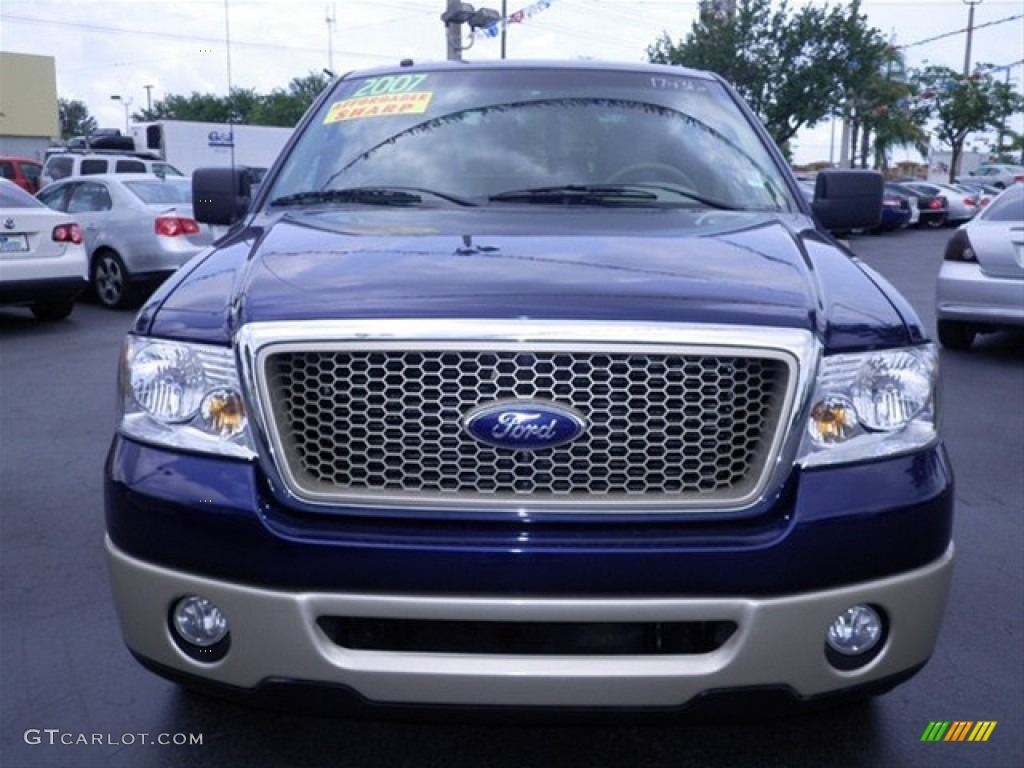 2007 F150 Lariat SuperCrew - Dark Blue Pearl Metallic / Tan photo #3