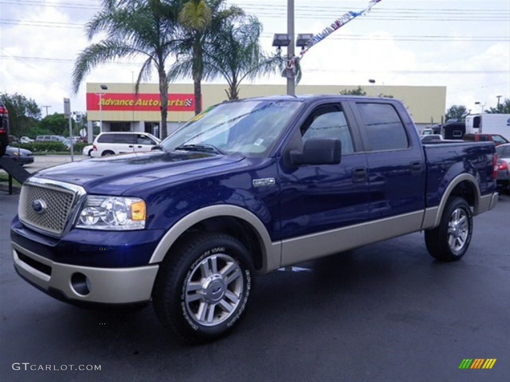 2007 F150 Lariat SuperCrew - Dark Blue Pearl Metallic / Tan photo #5