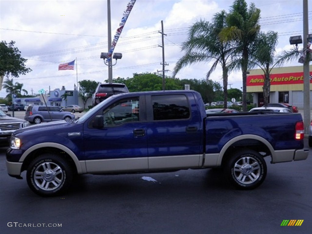 2007 F150 Lariat SuperCrew - Dark Blue Pearl Metallic / Tan photo #6