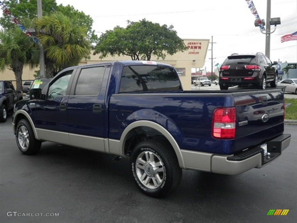 2007 F150 Lariat SuperCrew - Dark Blue Pearl Metallic / Tan photo #7