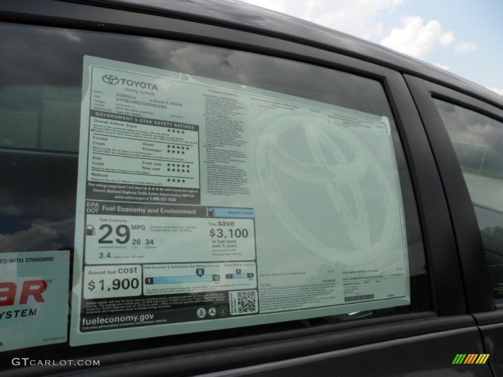 2012 Corolla S - Magnetic Gray Metallic / Dark Charcoal photo #34