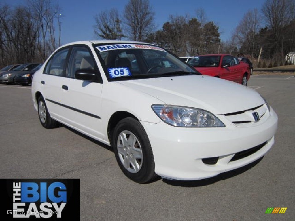 2005 Civic Value Package Sedan - Taffeta White / Ivory photo #1