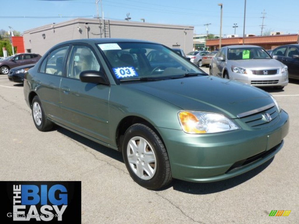 2003 Civic LX Sedan - Galapagos Green / Ivory photo #1