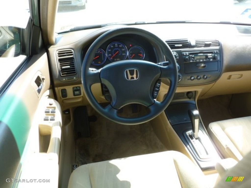 2003 Civic LX Sedan - Galapagos Green / Ivory photo #14