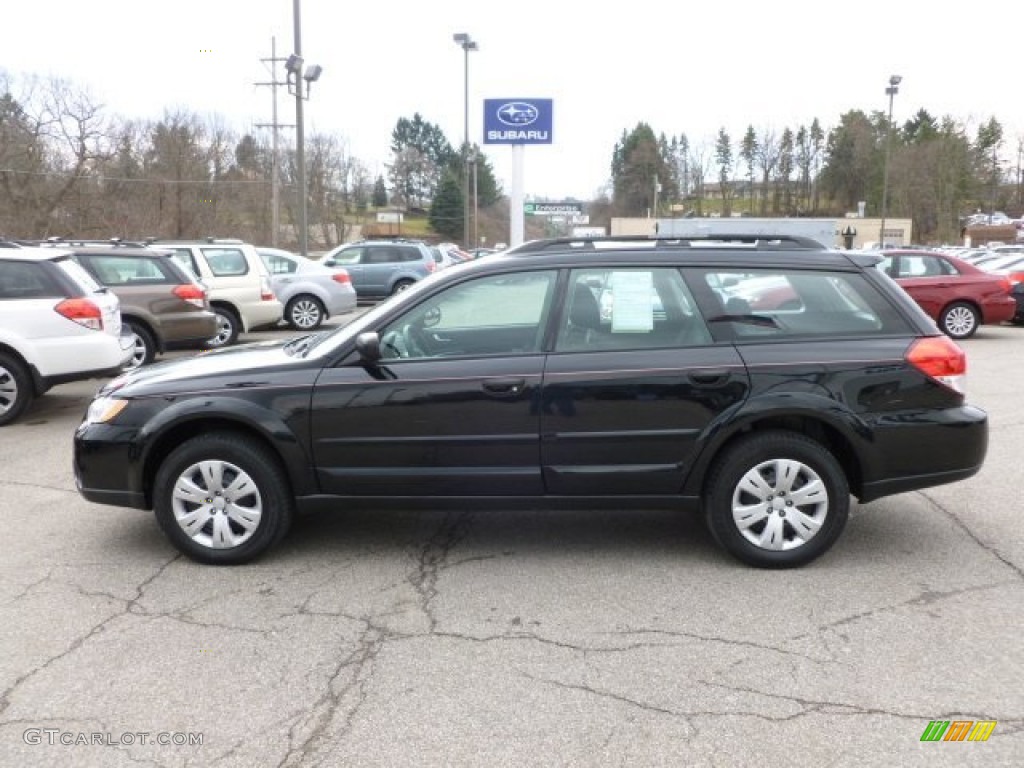 2008 Outback 2.5i Wagon - Obsidian Black Pearl / Off Black photo #4