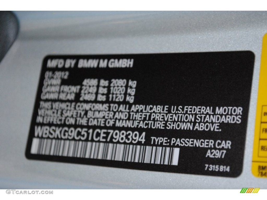 2012 BMW M3 Coupe Info Tag Photo #65276507