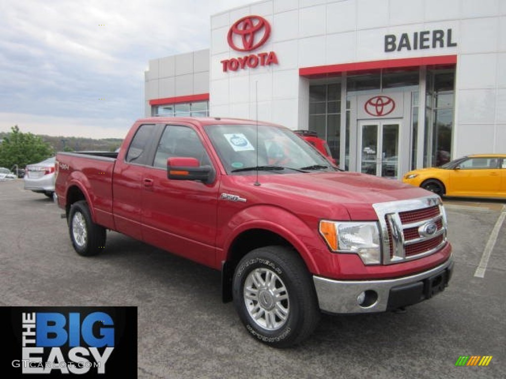 2010 F150 Lariat SuperCab 4x4 - Red Candy Metallic / Black photo #1