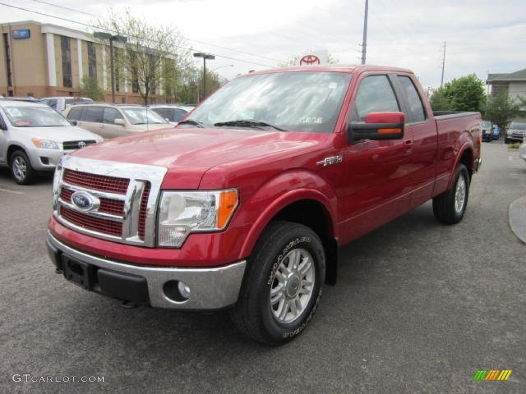 2010 F150 Lariat SuperCab 4x4 - Red Candy Metallic / Black photo #3