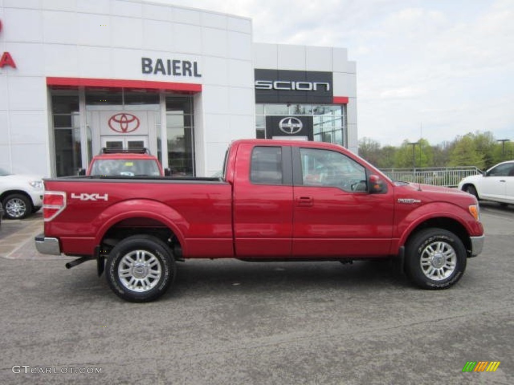 2010 F150 Lariat SuperCab 4x4 - Red Candy Metallic / Black photo #8