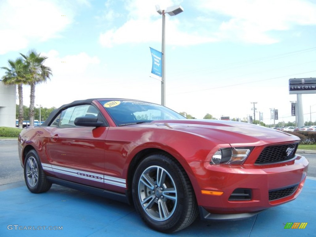 Red Candy Metallic 2011 Ford Mustang V6 Premium Convertible Exterior Photo #65281604