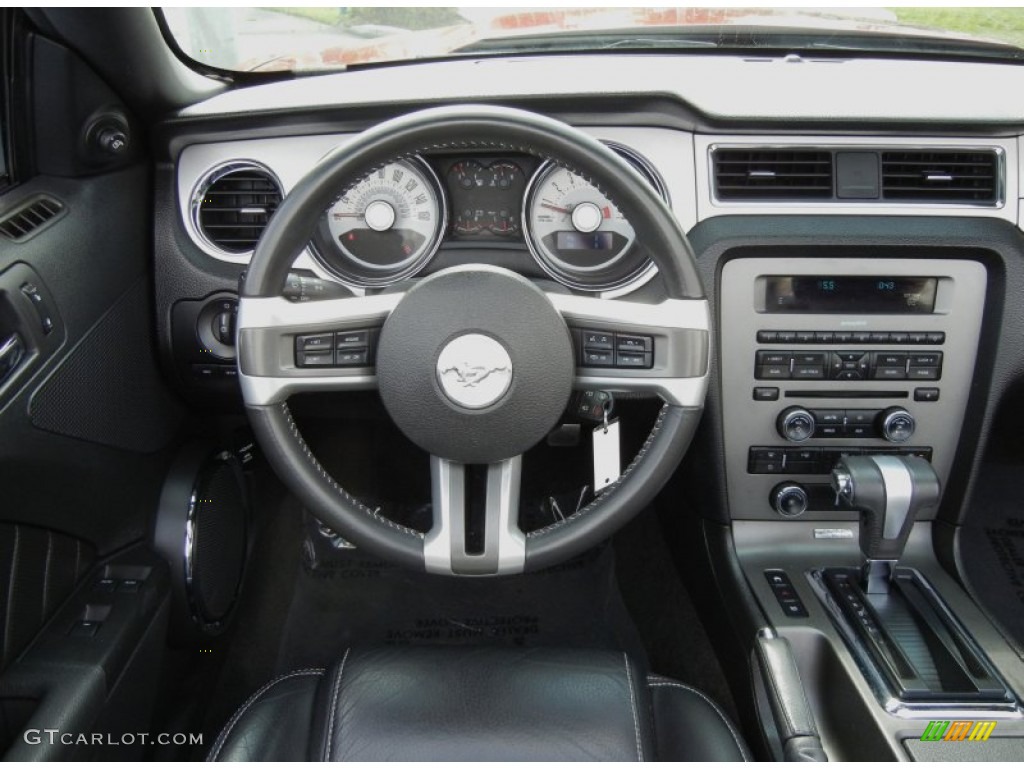 2011 Ford Mustang V6 Premium Convertible Charcoal Black Steering Wheel Photo #65281736