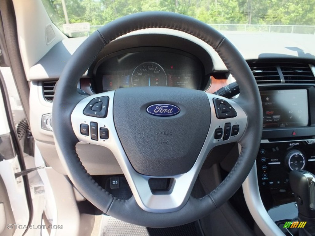 2013 Ford Edge Limited EcoBoost Medium Light Stone Steering Wheel Photo #65292509