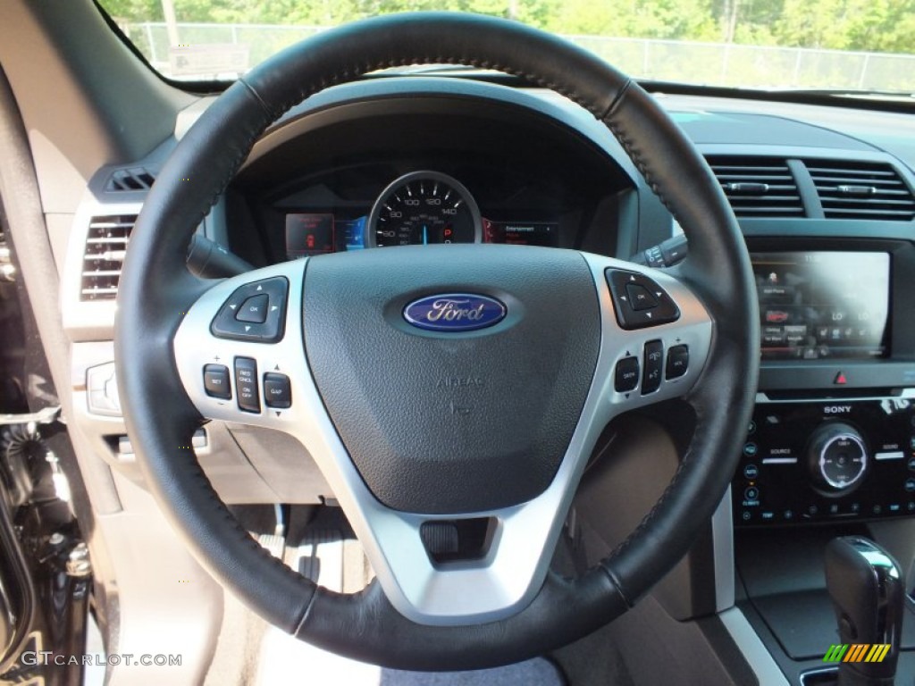 2013 Ford Explorer Limited EcoBoost Pecan/Charcoal Black Steering Wheel Photo #65292656