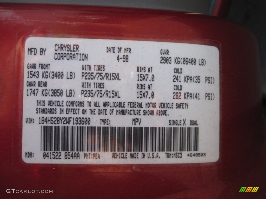 1998 Dodge Durango SLT 4x4 PEA Photo #65298038