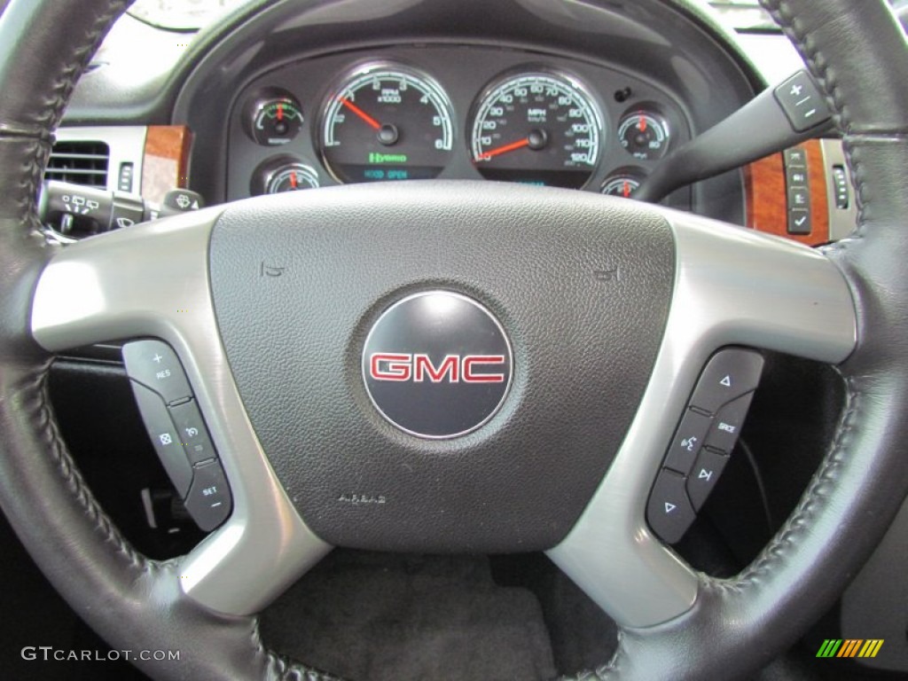 2008 GMC Yukon Hybrid Ebony Steering Wheel Photo #65304569