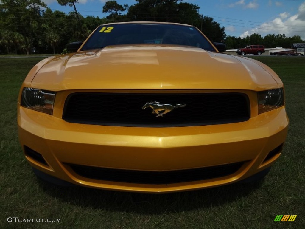2012 Mustang V6 Coupe - Yellow Blaze Metallic Tri-Coat / Stone photo #13