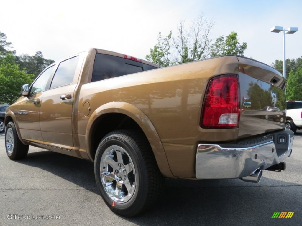 2012 Ram 1500 Laramie Crew Cab - Saddle Brown Pearl / Light Pebble Beige/Bark Brown photo #2