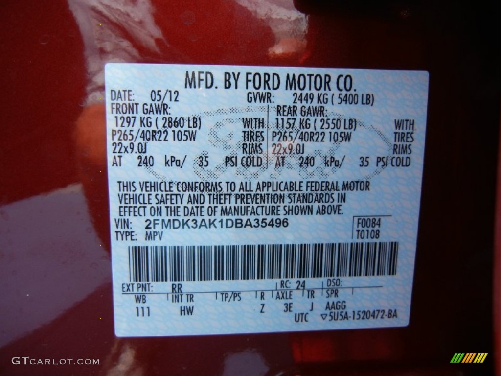 2013 Edge Color Code RR for Ruby Red Photo #65317310