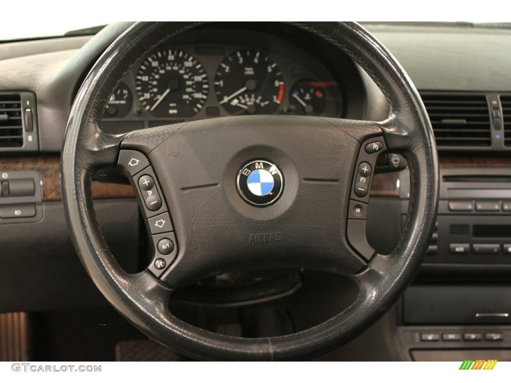 2002 BMW 3 Series 325xi Wagon Black Steering Wheel Photo #65317694