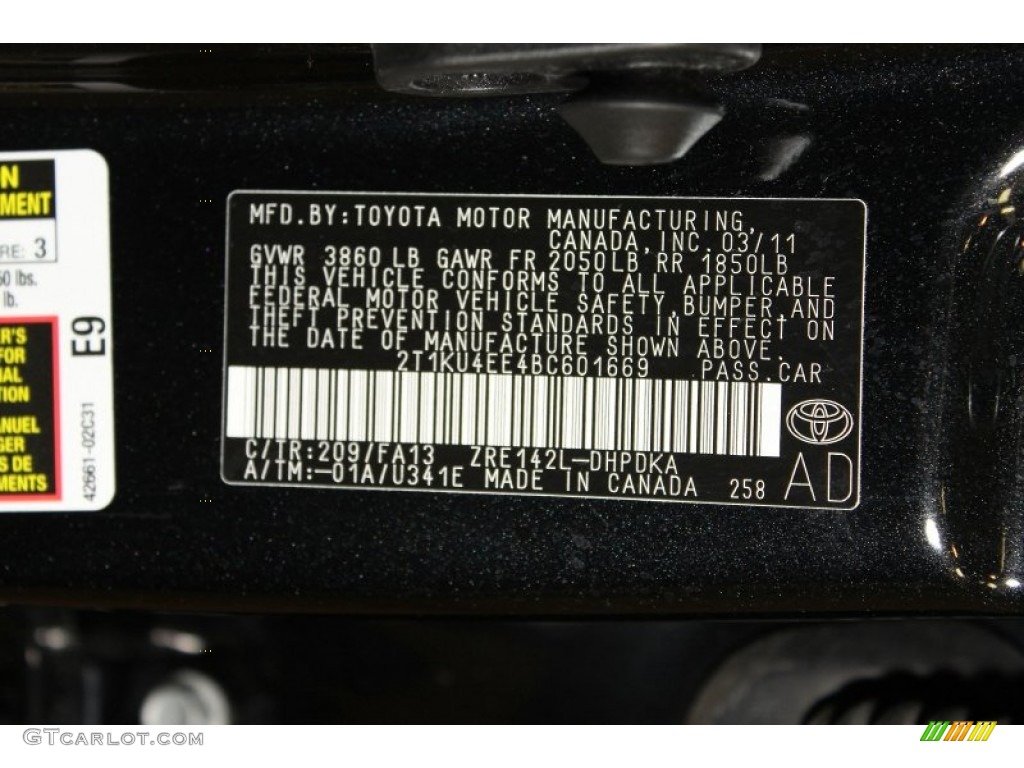 2011 Matrix Color Code 209 for Black Sand Pearl Photo #65318144