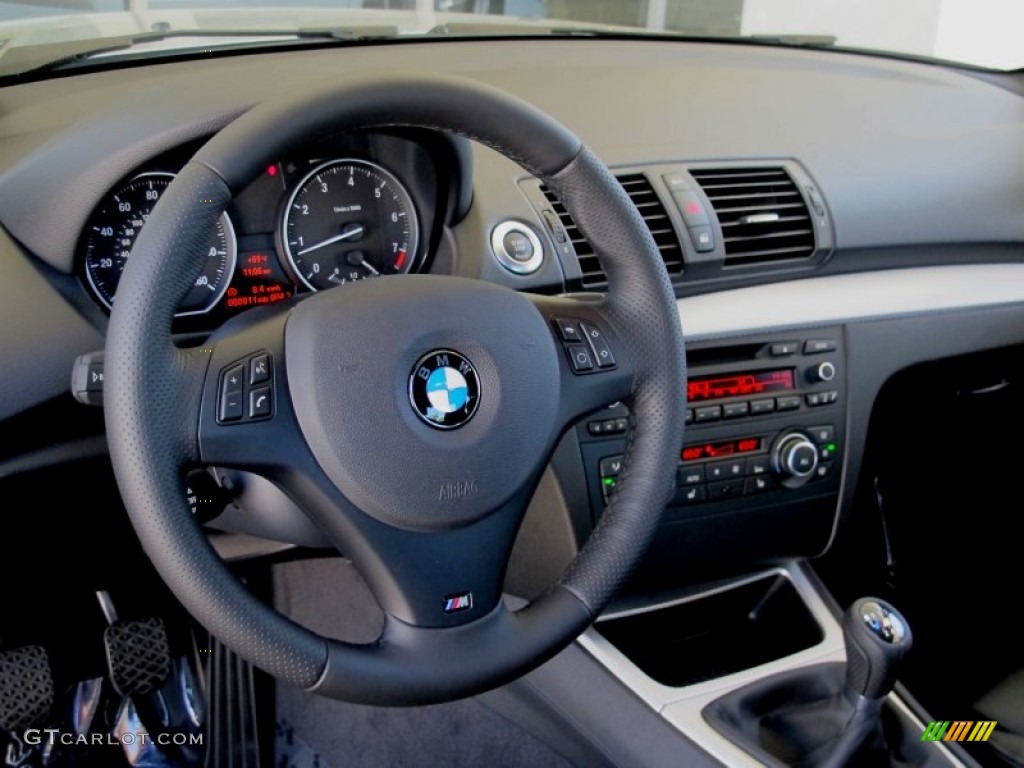 2012 BMW 1 Series 128i Coupe Black Steering Wheel Photo #65320427