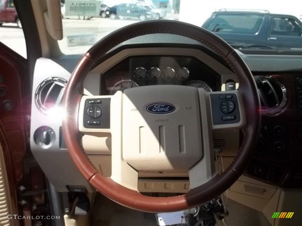 2008 Ford F350 Super Duty King Ranch Crew Cab 4x4 Chaparral Brown Steering Wheel Photo #65322380